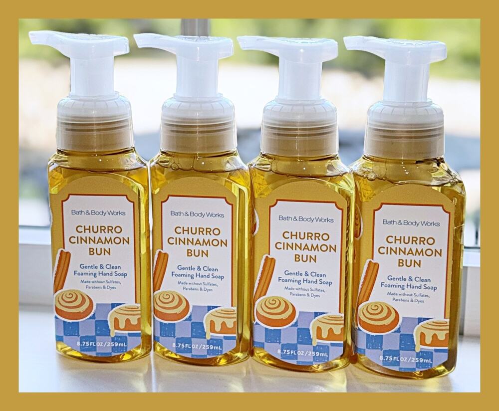 Bath & Body Works Churro Cinnamon Bun 8.75oz Gentle Clean Foaming Hand Soap x4